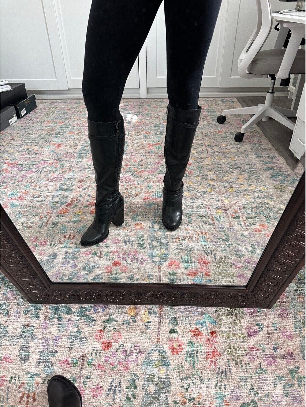 French Connection Black Knee-High Leather Boots